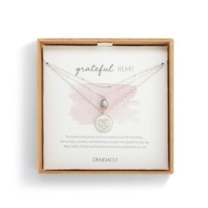 Demdaco Grateful Heart Mother of Pearl Necklace- Silver